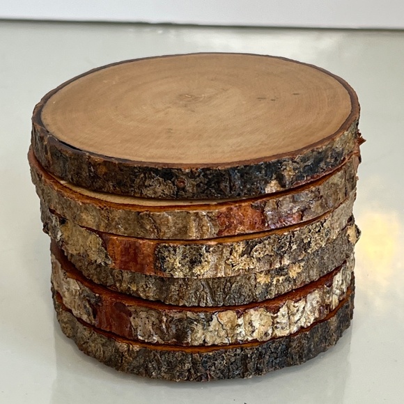 Handmade Rustic Wood Drink Coasters Set of 6 For Tea Coffee Mug Drinks - Picture 11 of 13